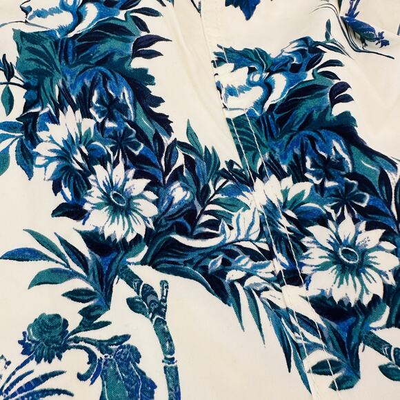 ANTHROPOLOGIE NWT Blue and White Floral Belted Jumpsuit Romper – Size 12 Large - Picture 8 of 13